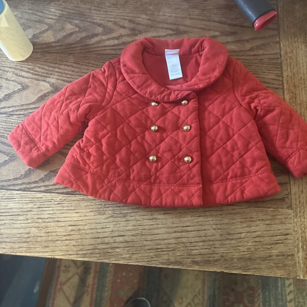 Janie And Jack Youth Toddler Girls Winter Jacket Coat Red Buttons Size 3to6 Mos
